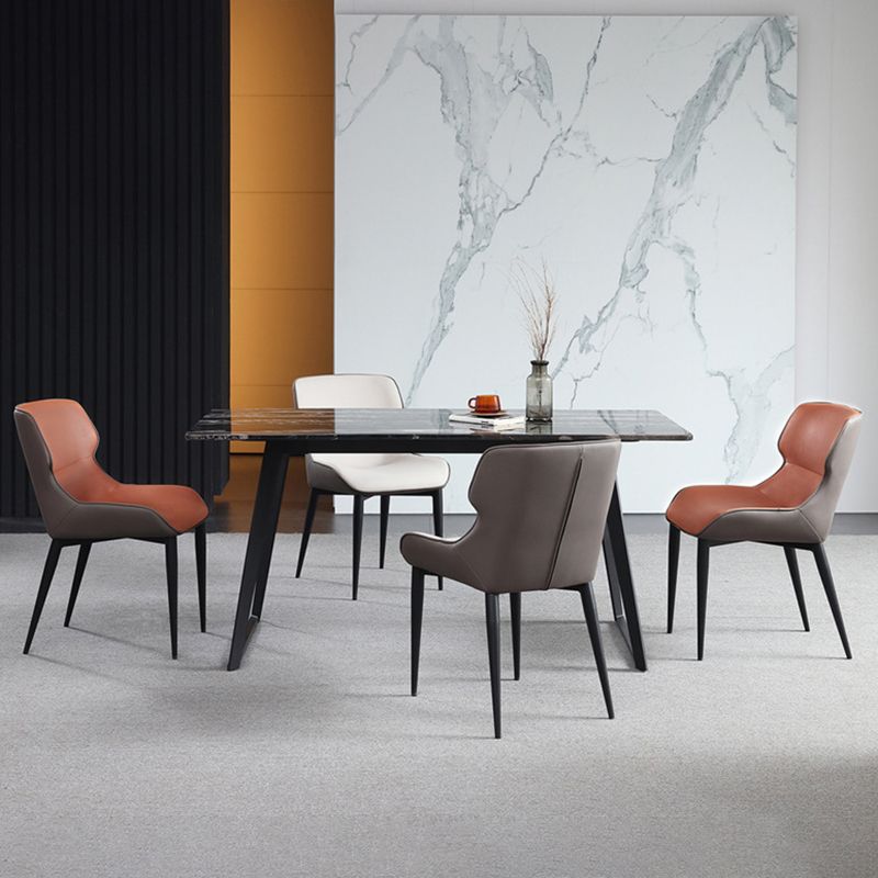 Industrial Faux Leather Dining Chairs Wingback Arm Side Chair for Kitchen