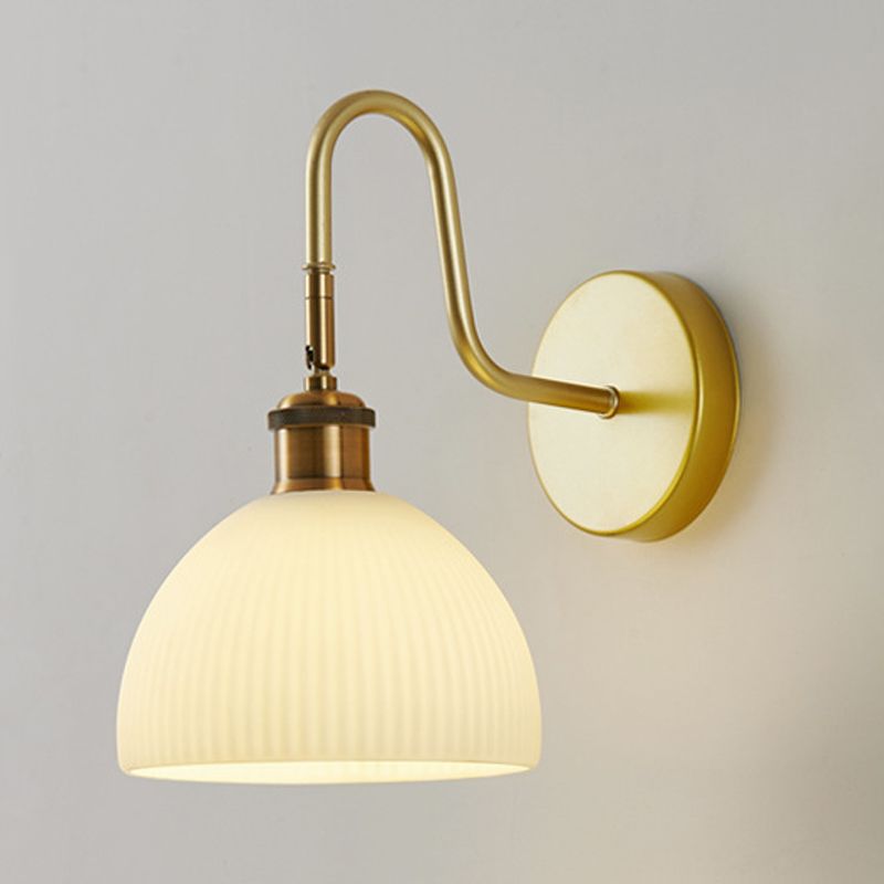 Dome Shape Glass Vanity Lamp Modern Style 1 Light Vanity Light Fixture in Gold