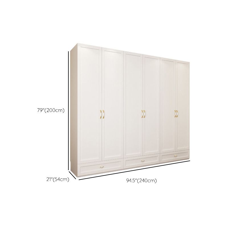 Engineered Wood Wardrobe Closet with Shelves White Wardrobe Cabinet