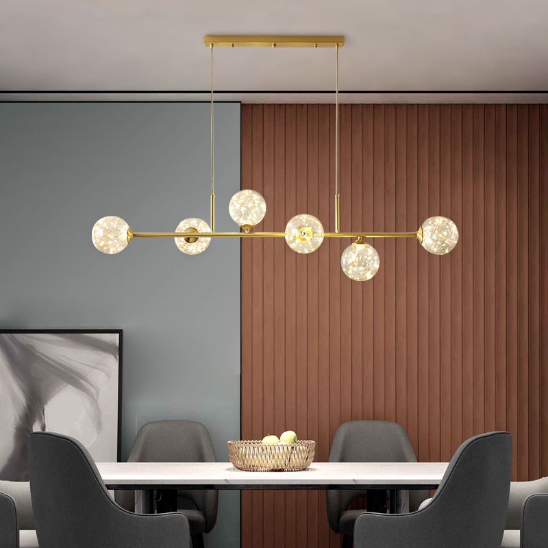 Zeitgenössische Küche Anhänger Lichter linear klare Glasinselbeleuchtungsideen