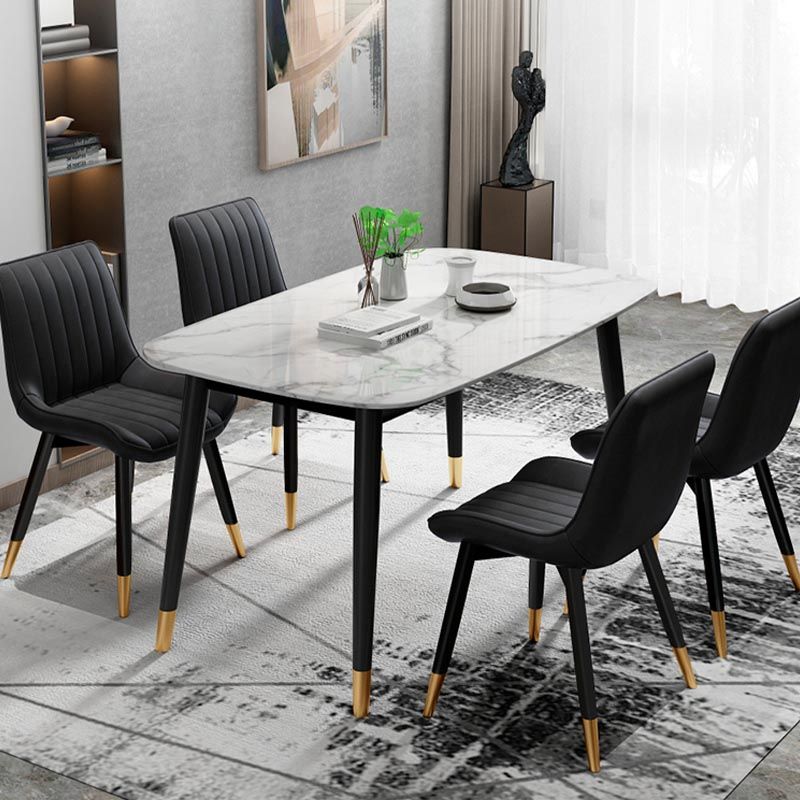 Glam Faux Leather Dining Chair Parsons Chair in Matte Finish for Home