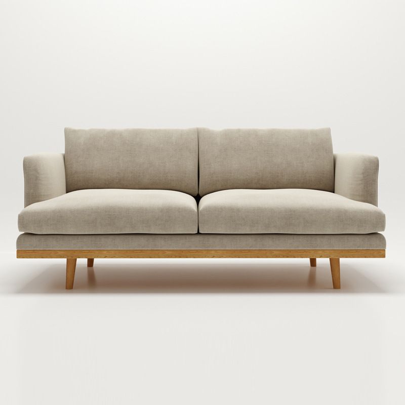 Noord-Europese houten 2/3-zits sofa houten benen vierkante armbank