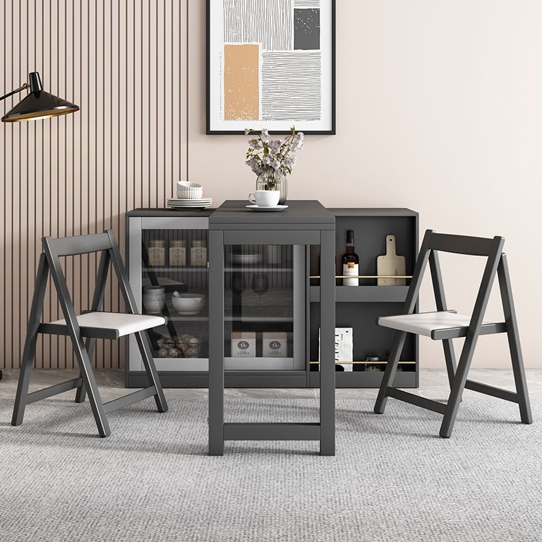 Modern Folding Dining Table with Storage Rectangle Wooden Top