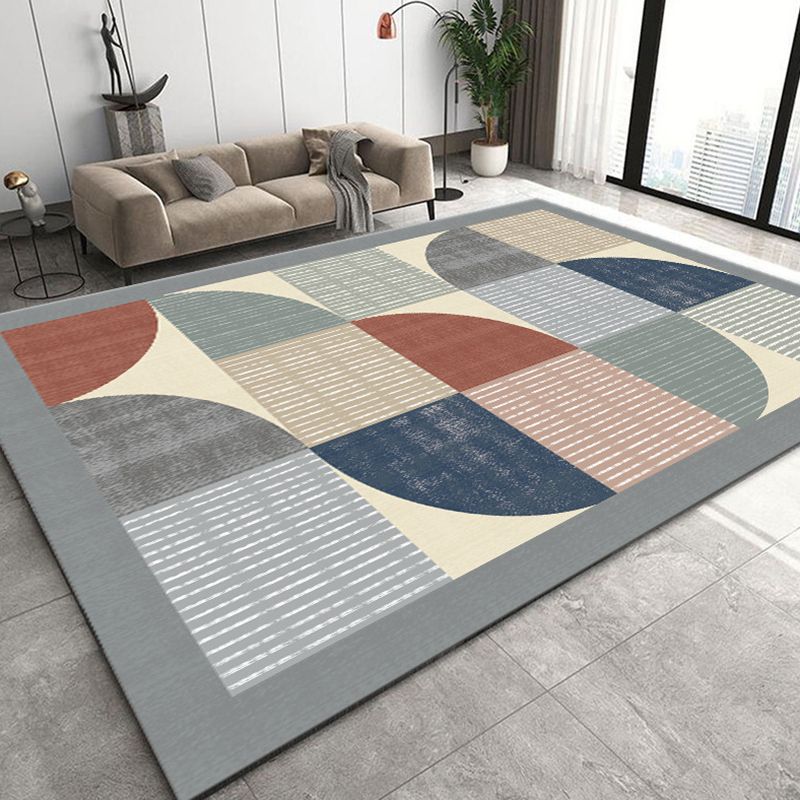 Black Modern Rug Polyester Pattern Rug Washable Indoor Rug for Home Decor