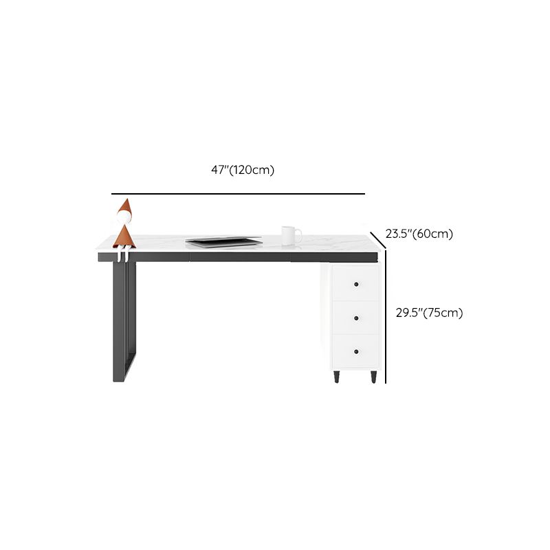 Modern Style White Office Task Desk Rectangular Shape Writing Desk wit