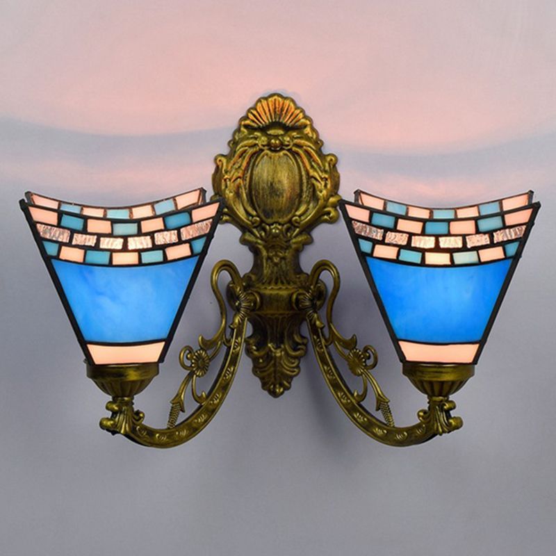 Tiffany Geometric Vanity Lamp Glass 2-Light Vanity Wall Lights