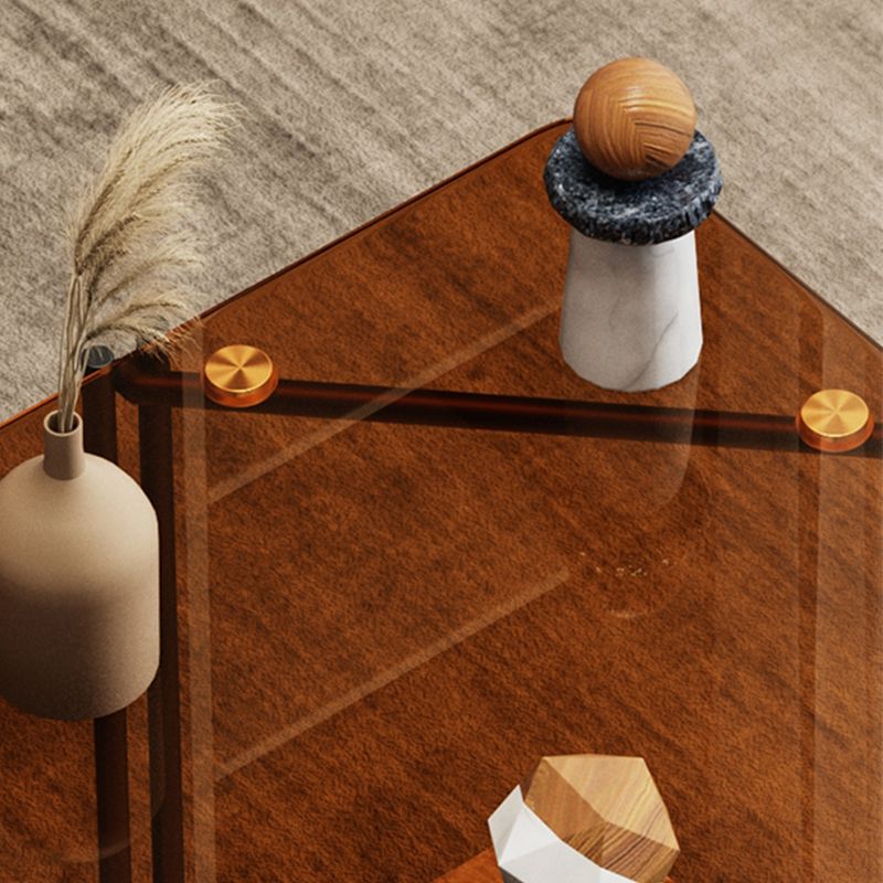 Modern 4 Legs Corner Table Glass Side End Table for Living Room