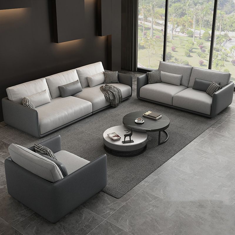 Wohnzimmer zeitgenössische hellgraue Standardtuxedo-Armsofa-Chaise