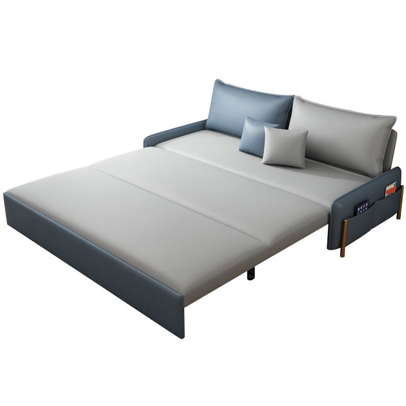Contemporary Style Faux Leather Armless Sofa Bed for Apartment Use