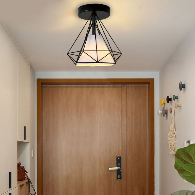 Metal Geometric Shape Flush Mount Light Industrial 1 Light Flush Mount Ceiling Fixture