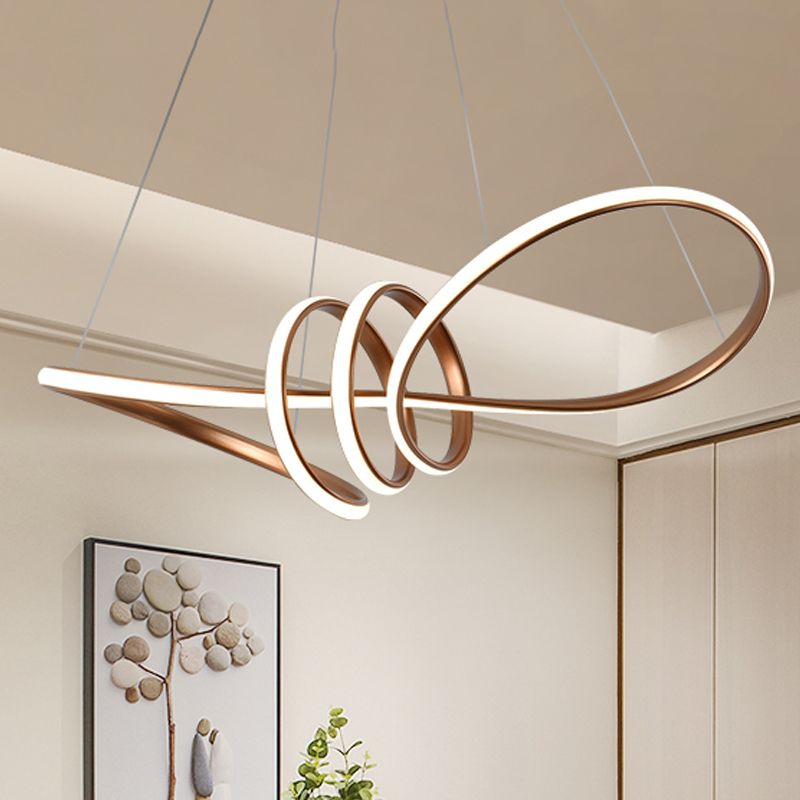 Twist Bar Esszimmer Kronleuchter Metall LED POST Moderne Schnur hängen hell in braun