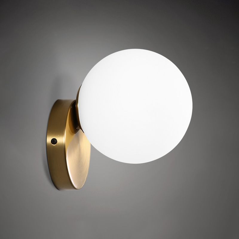 Ball Shade Glass Wall Sconce Modern Style Single Light Wall Mounted Light in Brass