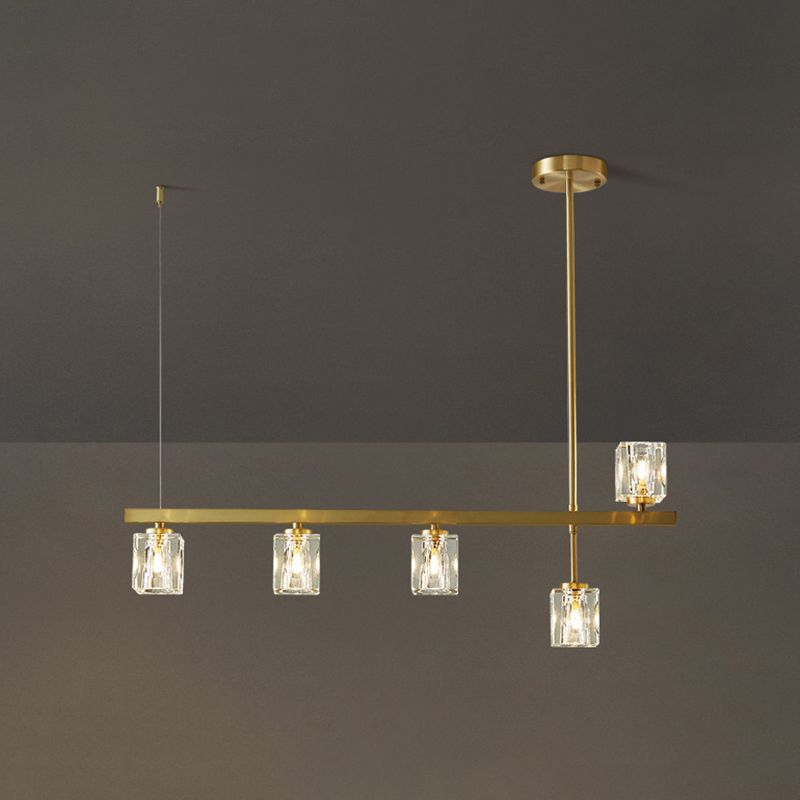 Post-Modern Hanging Light Crystal Island Light Fixture with Shade for Dining Table