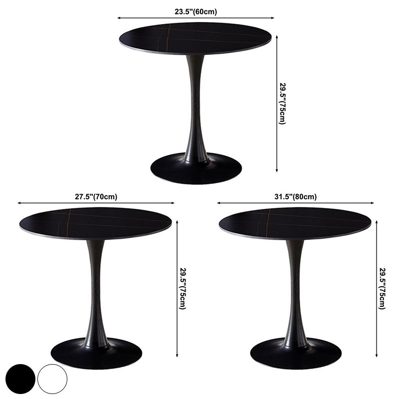 Mesa de comedor de piedra sinterizada de estilo moderno, mesa redonda con base de tulipán