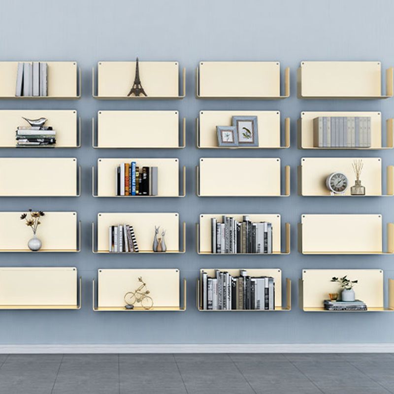 Contemporary Floating Bookcase Metal Closed Back Bookshelf with Shelves
