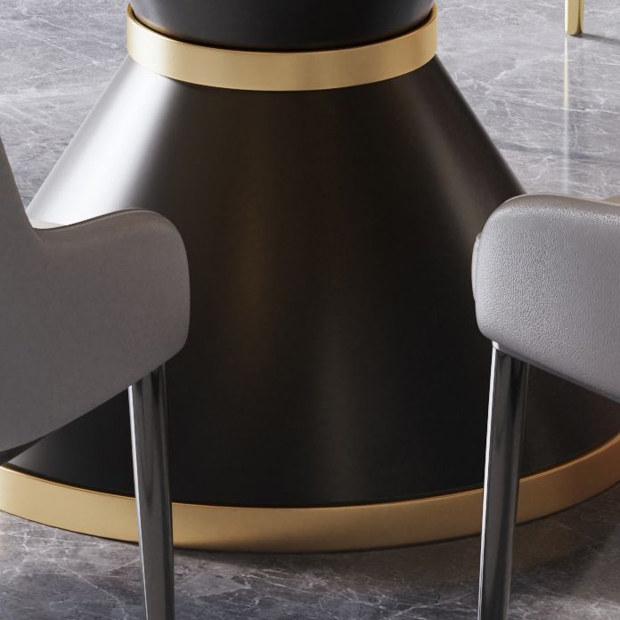Contemporary Sintered Stone Dining Table Round Table with Metallic Base