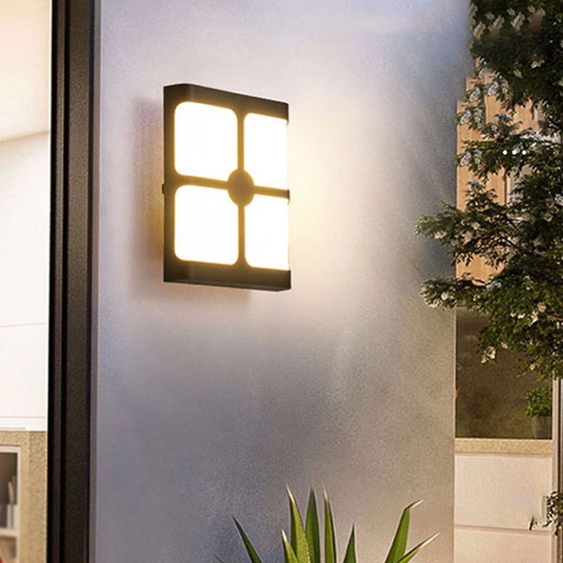 Modern Metal Wall Sconce Geometric Shape Wall Light with Plastic Shade for Living Room