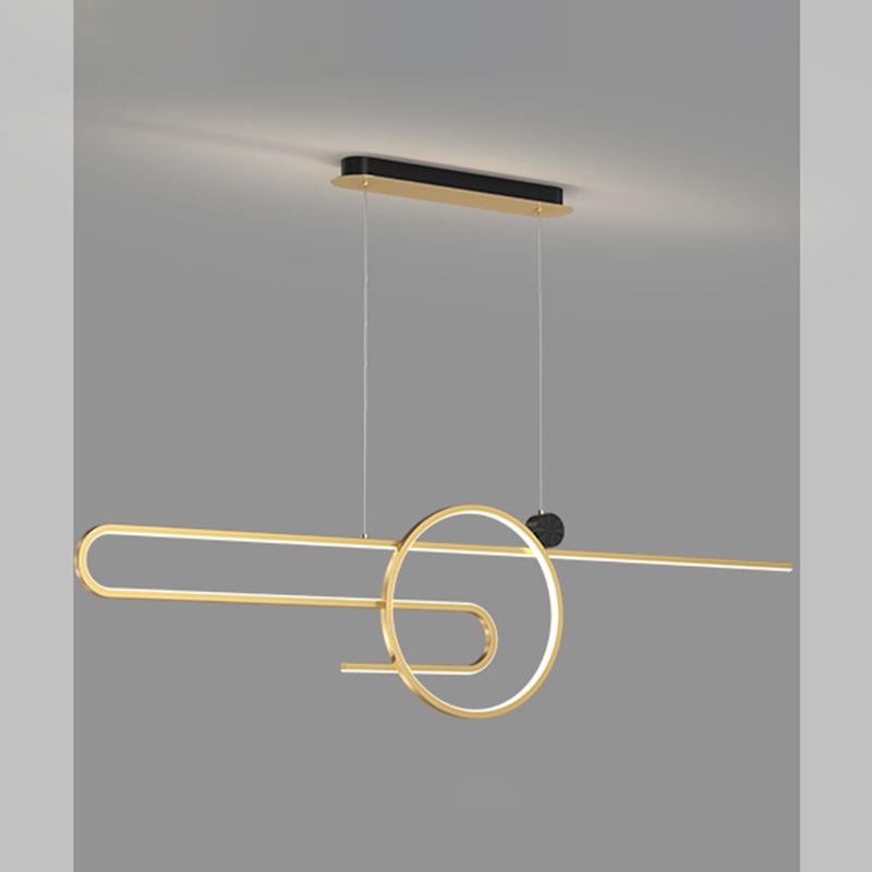 Zeitgenössischer Stil linearer Form Island Beleuchtung Ideen Metal 2 Light Island Leuchten