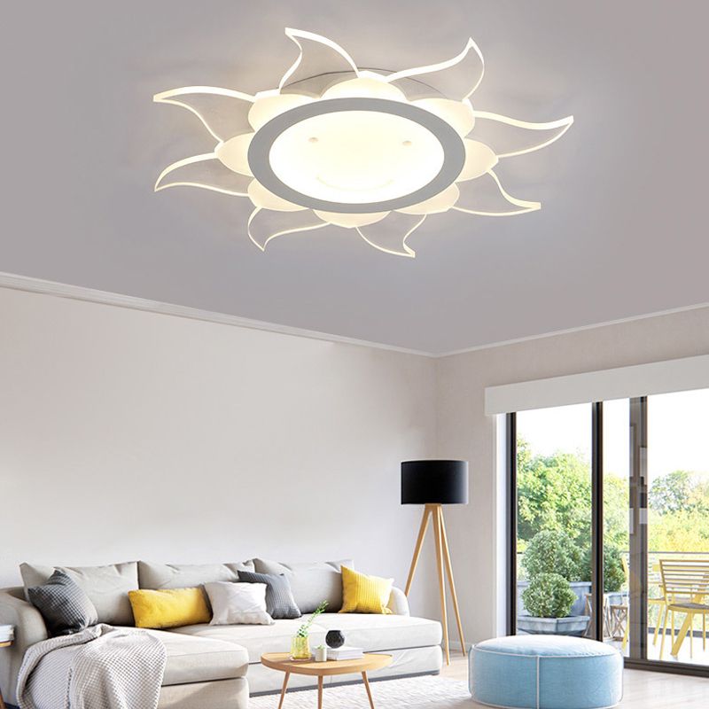 White Blazing Sun Ceiling Mount Light Modern Stylish Acrylic LED Ceiling Lamp for Dining Room