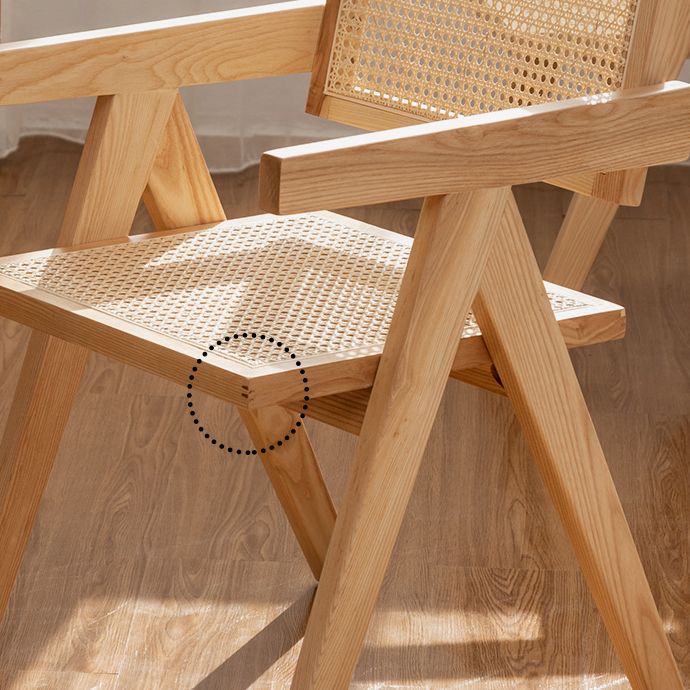 Chaise de salle à manger traditionnelle en bois massif, finition mate, dossier en canne, fauteuils de salle à manger