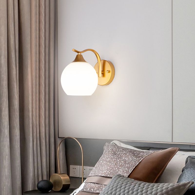 Bedroom Nordic Simple Sconce Light Fixtures 1 Bulb Glass Sphere Wall Mounted Lighting