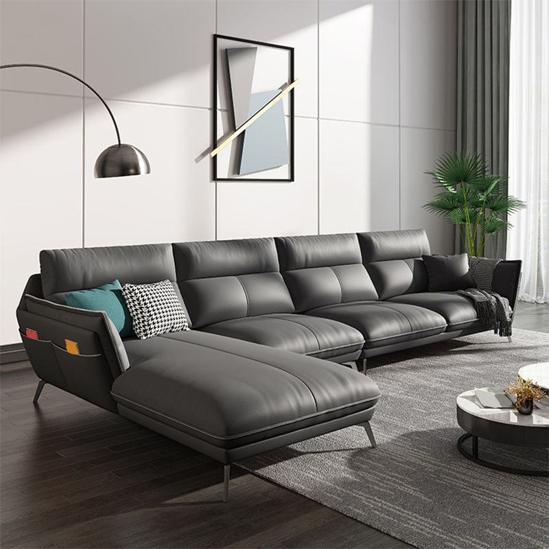 Modern Style Sofa Bed Imitation Leather Armrest Cushioning Back Sofa