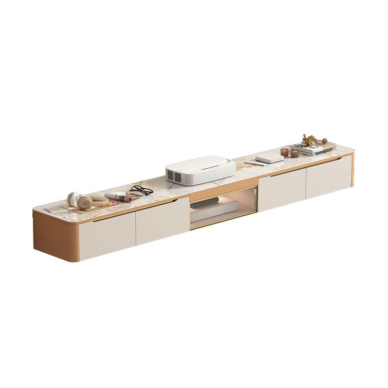 Glam Style Stone TV Stand Enclosed Storage Cable Management TV Console