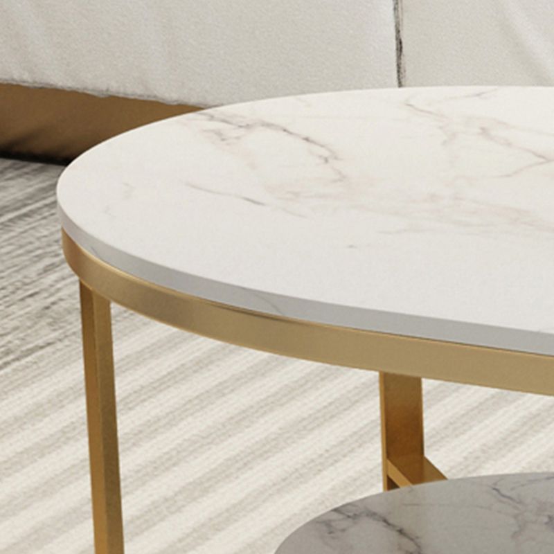 Glam 17.7" H Oval Slate Coffee Table Iron Frame Cocktail Table