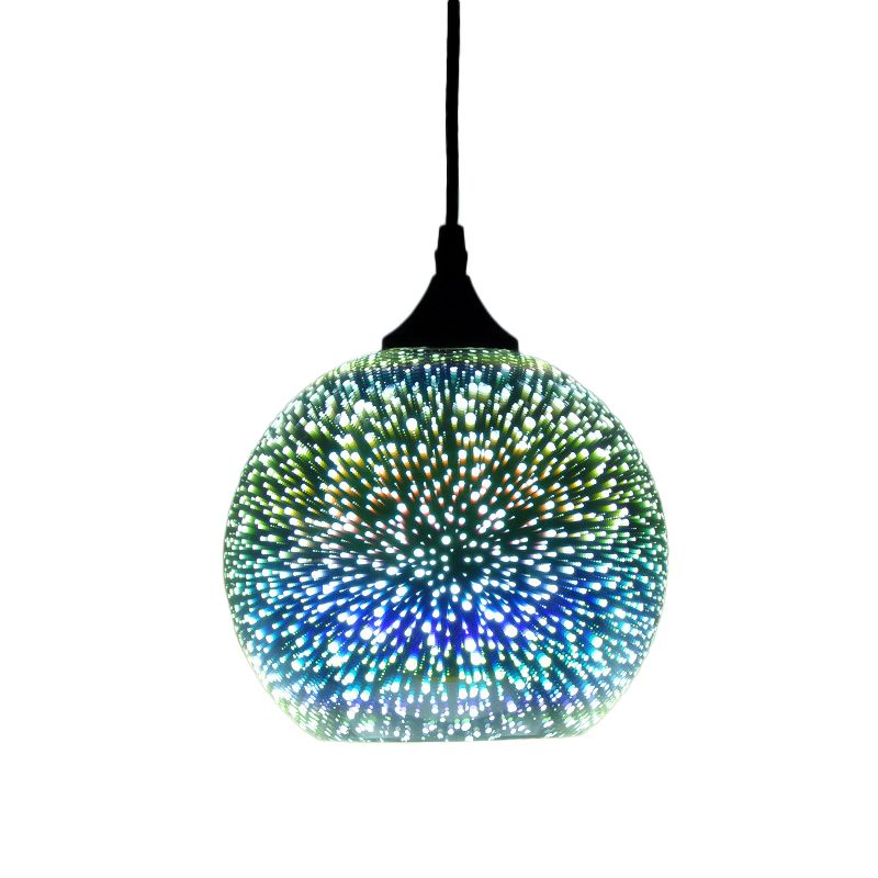 Geometry Dining Room Pendant Lamp 3D Firework Glass 1 Bulb Modern Hanging Light Fixture