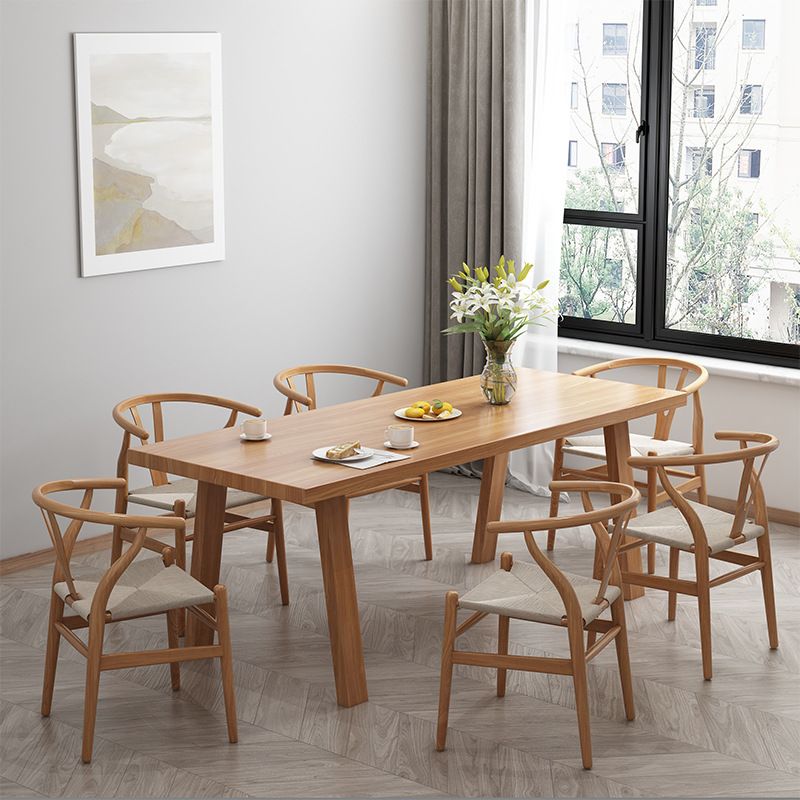 Solid Wood Top Dining Table Traditional Luxury Table with 4 Legs
