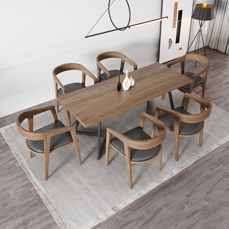 Industrial Double Pedestal Table Metal Frame Rectangle Dining Table