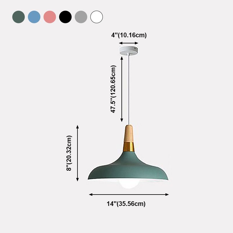 Metal Pot Cover Shape Hanging Lights Modern Style 1-Light Hanging Fixture for Bedroom