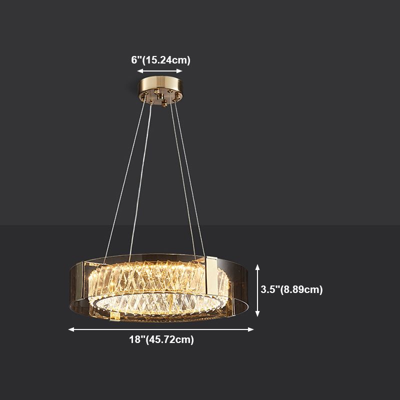 Postmodern Style Circle Chandelier Crystal Gold LED Chandelier Pendant for Dining Room