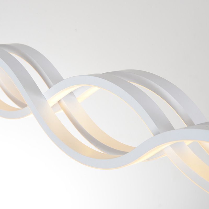 Acrylic White LED Island Light in Modern Concise Style Iron Linear Pendant Light for Dining Room