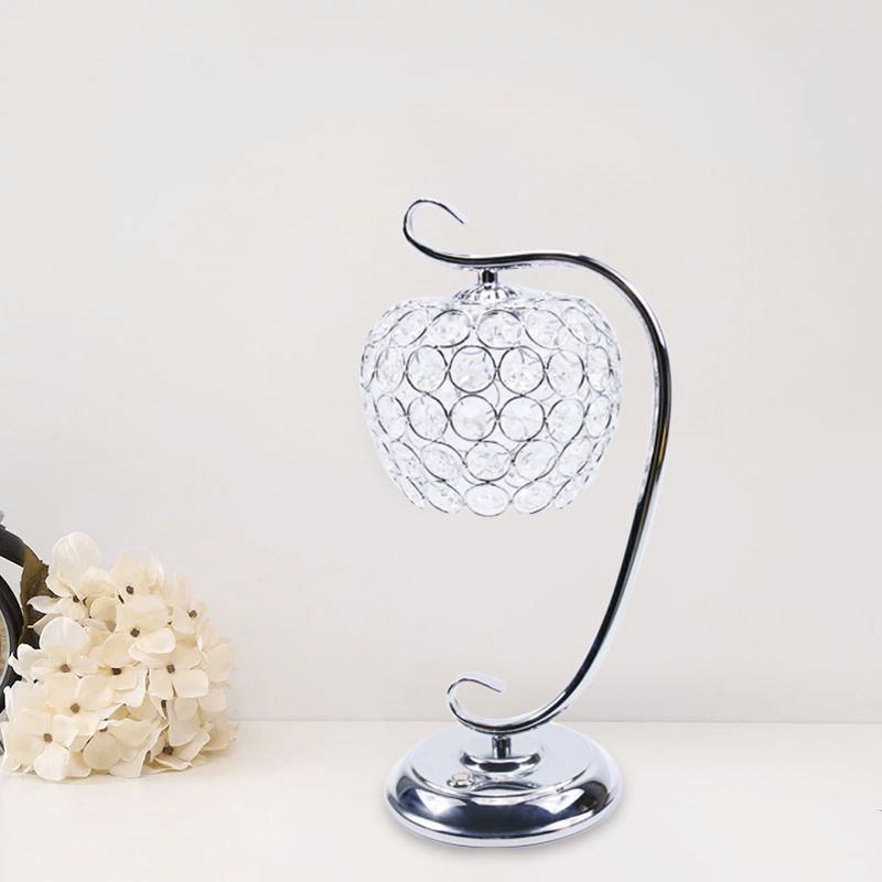 Klarer kristallgewölbter Nachtlicht traditioneller Wohnzimmer LED -Tischlampe mit Wirbelarm