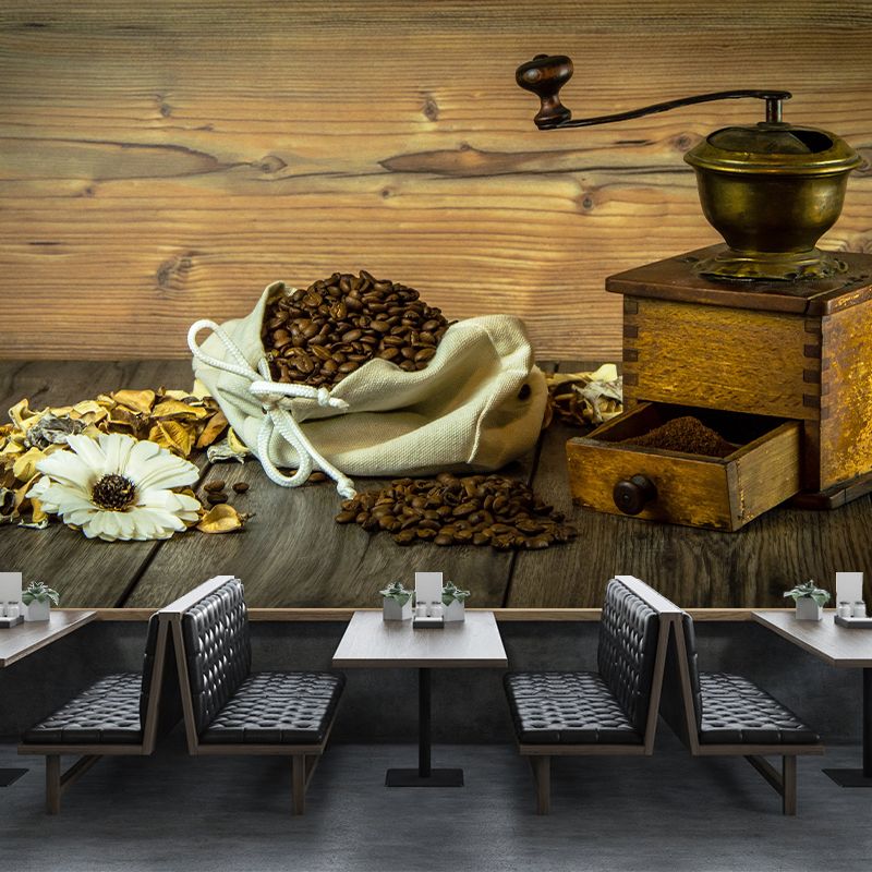 Coffee Beans Wallpaper Mural Stain Resistant Modernist Coffee Shop Wall Decor