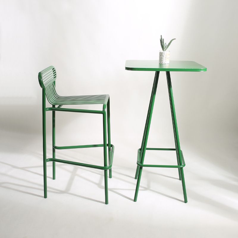 Industrial Square Bar Table Set 1/2 Pieces Pub Table with Iron Pedestal
