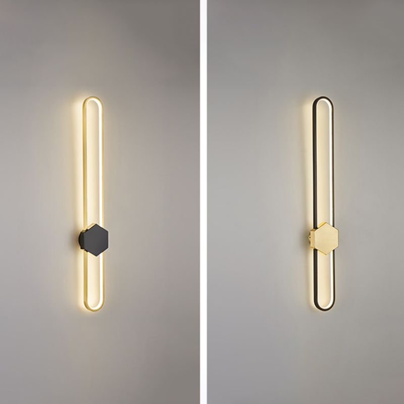Metal Oval Shape Wall Light Modern Style 1 Light Wall Mount Fixture