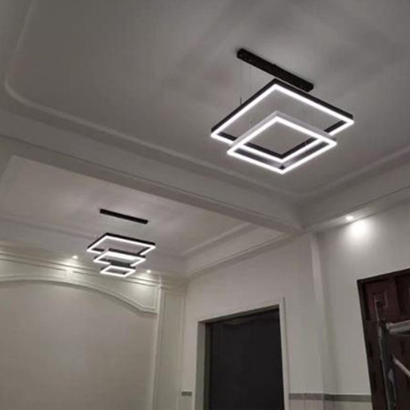 Square Pendant Light Fixture Modern Minimalist Style Acrylic Pendant Light