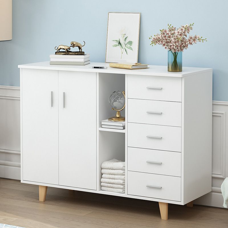 Rectangle Wood Accent Cabinet with 5 Drawers and Straight Legs Side Cabinet