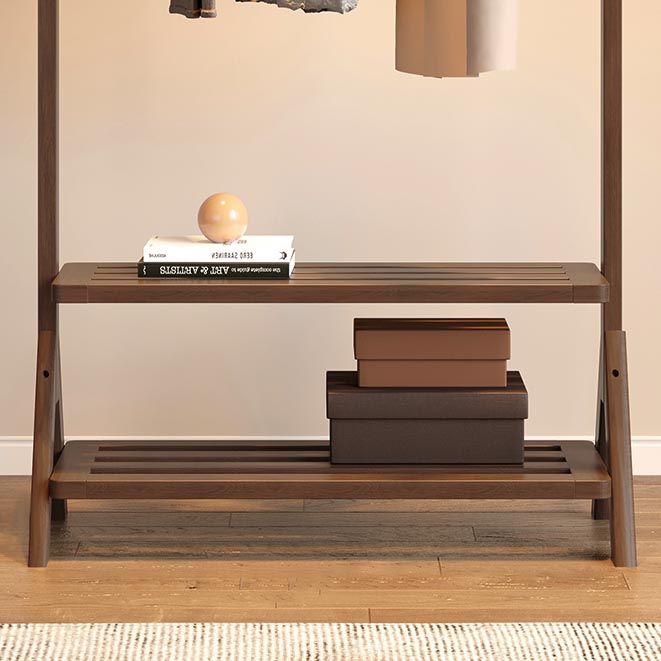 Modern Solid Wood Wardrobe Cabinet Bedroom Armoire with Shelves