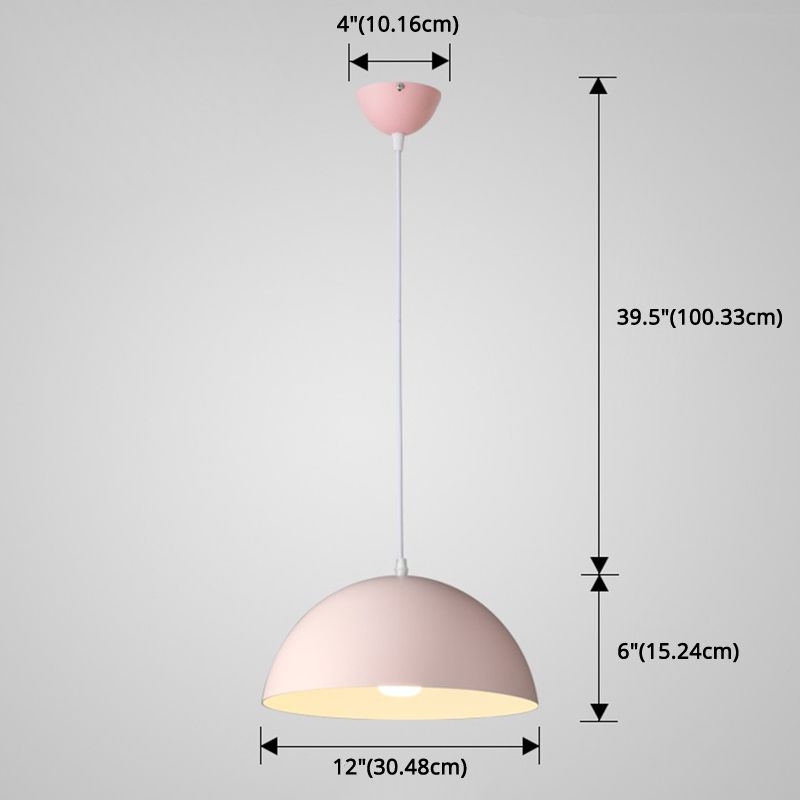 Metal Ribbed Dome Hanging Light 1-Light Nordic minimaliste Style suspendu lampe pour restaurant