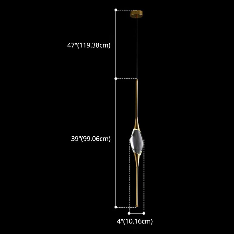 Copper Gold LED Hanging Lamp in Modern Luxury Style Crystal Geometric Pendant Light for Bedroom