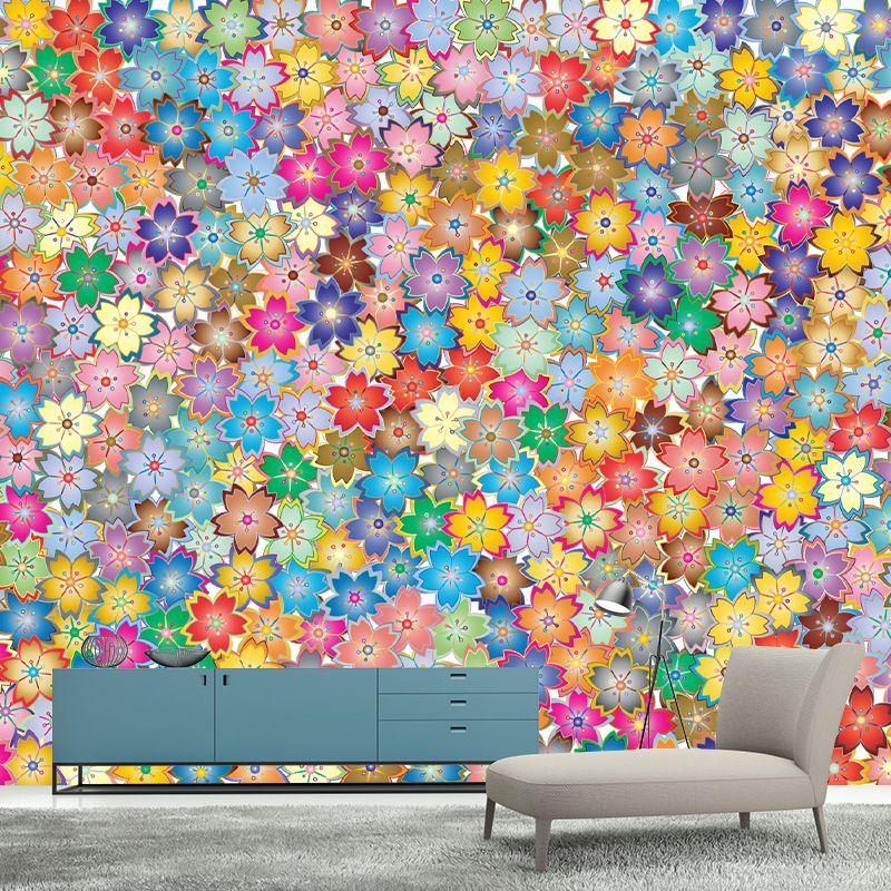 Horizontalt Flower Pattern Mildew Illustration Wall Mural for Living Room