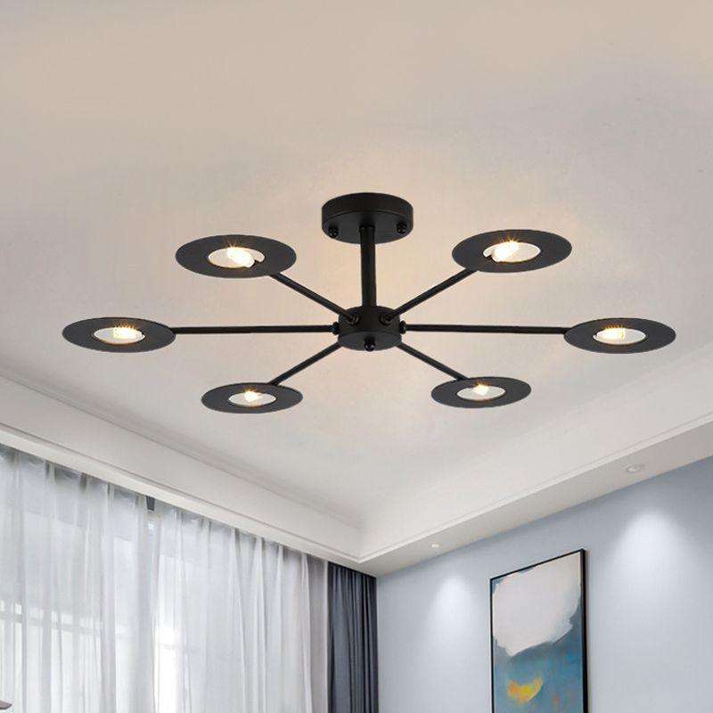 Eisen Sputnik Kronleuchter zeitgenössischer 6/8-Kopf-Hängelampe in Schwarz/Weiß/Schwarzgold für Schlafzimmer