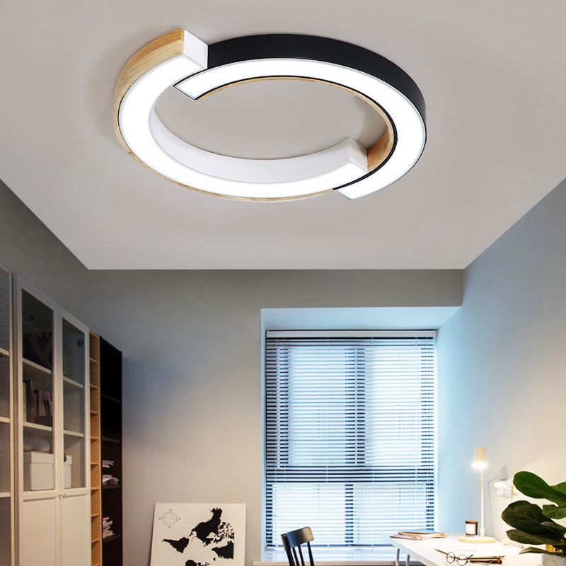 Wooden Flush Mount Ceiling Lighting Fixture Modern LED Ceiling Light for Dining Room
