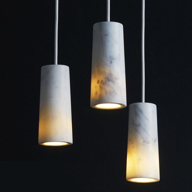 TUBE Restaurant pendentif luminaire marbre 1 minimalisme de bulbe kit de lampe suspendue en blanc