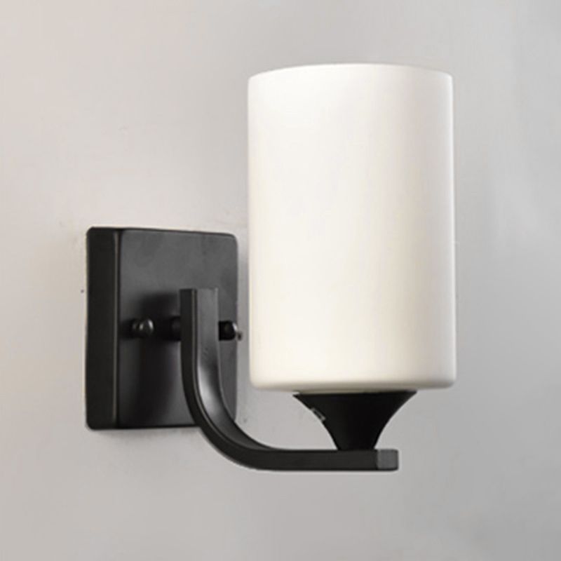 Zylinder Schwarze Leuchtenbeleuchtung Industriemilchglas Wandleuchte Lampe