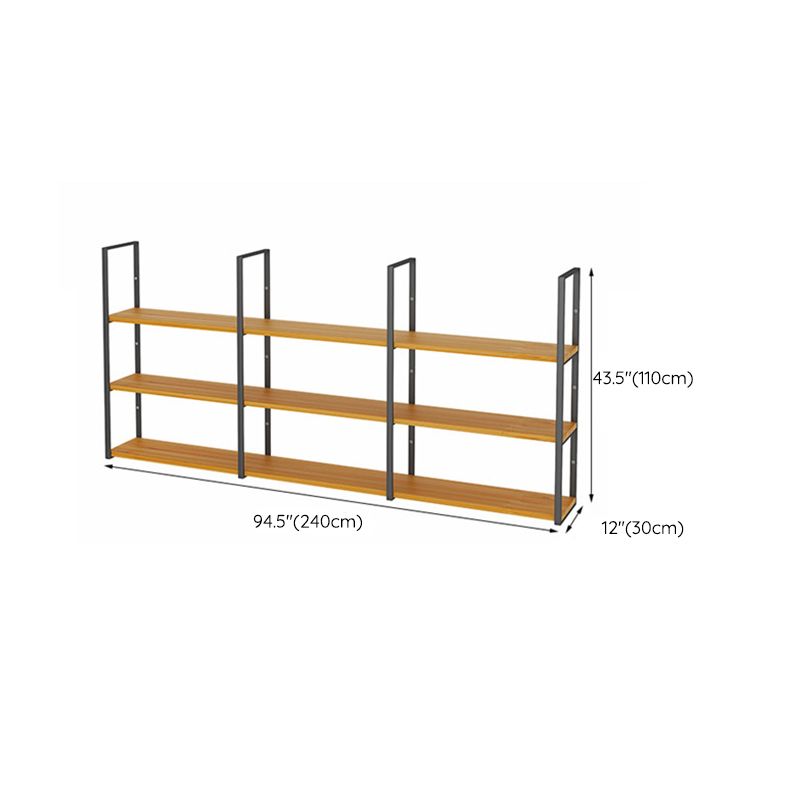 Contemporary Wooden Bookshelf Closed Back Floating Natural Bookcase