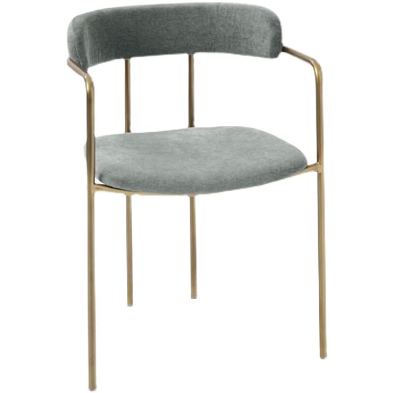 Luxurious Upholstered Arm Chair Open Back Side Velvet Chair with Metal Base